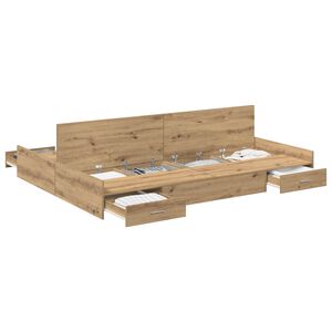 vidaXL Легло с място за съхранение с чекмедже с врата Дъб 140 x 200 cm