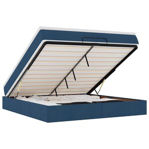 vidaXL Османска легло с матрак, синьо, 160x200 см, плат
