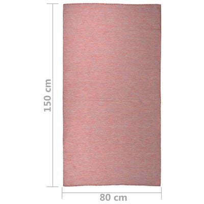 vidaXL Градински плоскотъкан килим, 80x150 см, червен