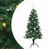 vidaXL Ъглово изкуствено коледно дърво Зелен 150 cm PVC и метал