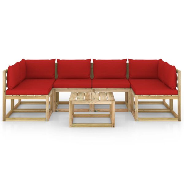 vidaXL Градински лаундж комплект 7 части с възглавници импрегниран бор