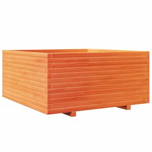 vidaXL Градинска кашпа, восъчнокафяв 100x100x49,5см борово дърво масив