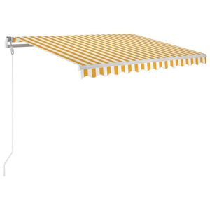vidaXL Автоматично прибиращ се сенник, 300x250 см, жълто и бяло