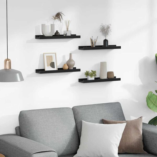vidaXL Стенни рафтове, 4 бр, черни, 40x9x3 см