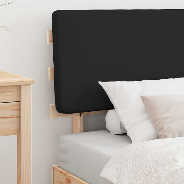 vidaXL Леглова рамка с тапицирана гръбна част Черно 90 x 190 cm