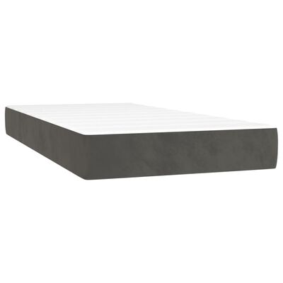 vidaXL Боксспринг легло с матрак и LED, тъмносиво, 80x200 см, кадифе