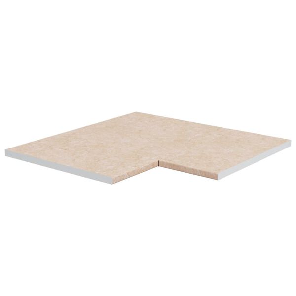 vidaXL Кухненски ъглов плот, бежов с мраморна текстура, ПДЧ