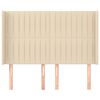 vidaXL Горна табла за легло с уши, кремава, 147x16x118/128 см, плат