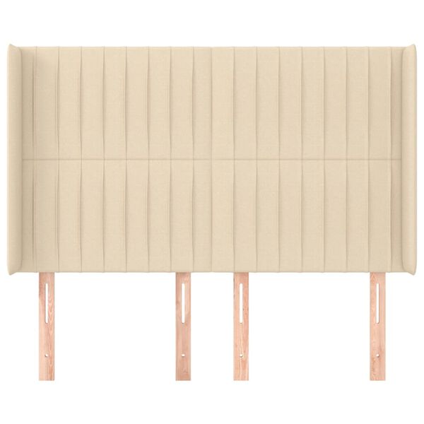 vidaXL Горна табла за легло с уши, кремава, 147x16x118/128 см, плат