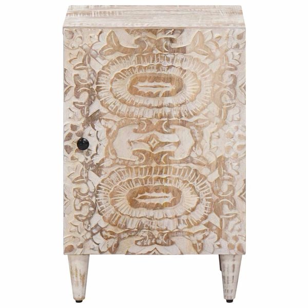 vidaXL Шкаф за баня Бяло 38 x 33,5 x 58 см Солидно мангово дърво