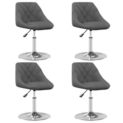 vidaXL Въртящи трапезни столове, 4 бр, тъмносиви, кадифе