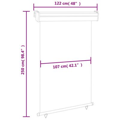 vidaXL Вертикална тента за балкон, 122x250 см, кремава