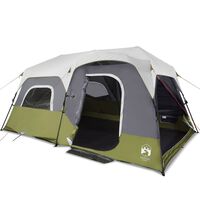 vidaXL Къмпинг палатка с LED лампички, 9-местна, светлозелена