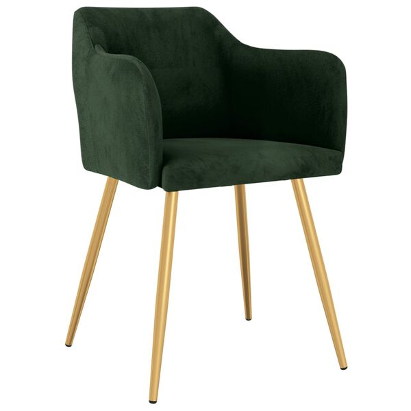 vidaXL Трапезни столове, 4 бр, тъмнозелени, кадифе