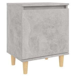 vidaXL Нощно шкафче с крака от дървен масив, бетонно сиво, 40x30x50 см
