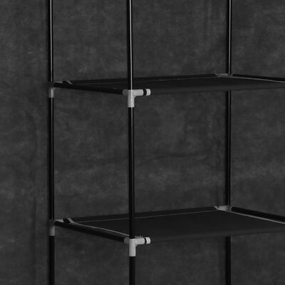 vidaXL Гардероб с отделения и лостове, черен, 150x45x175 см, плат