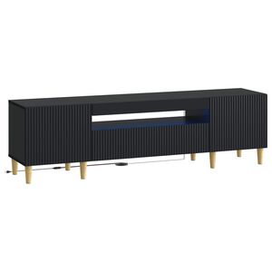 vidaXL LED телевизионен кабинет ARNHEM 153 x 35 x 43 см Черно