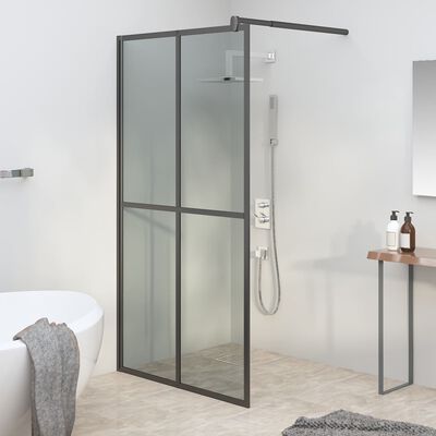 vidaXL Параван за баня, 118x190 см, тъмно закалено стъкло