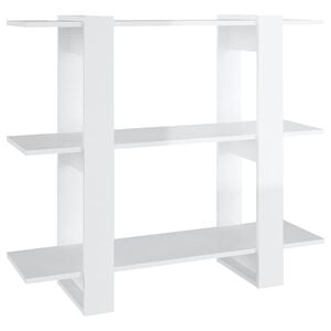 vidaXL Библиотека/разделител за стая, бял гланц, 100x30x87 см