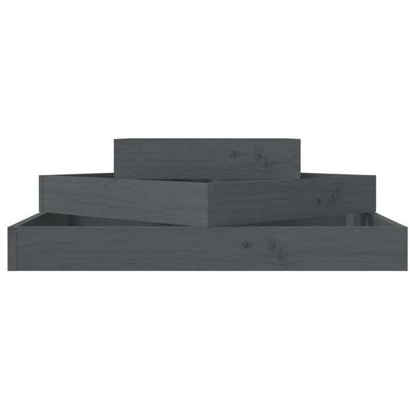 vidaXL Плантер, сив, 83x83x27 см, борово дърво масив