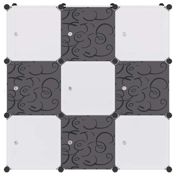 vidaXL Шкаф за съхранение, на кубове, 9 отделения, чернобял