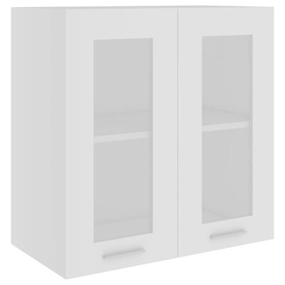 vidaXL Висящ стъклен шкаф, бял, 60x31x60 см, ПДЧ