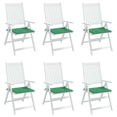 vidaXL Възглавници за столове 6 бр зелени 40x40x3 см Оксфорд плат