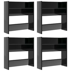 vidaXL Шкафове за обувки 4 бр черен гланц 60x18x60 см инженерно дърво