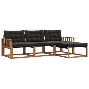 vidaXL Комплект дивани за открито 4 pcs Естествено и черно