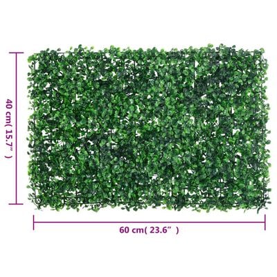  vidaXL Ограда от изкуствени храстови листа 6 бр зелено 40x60 см