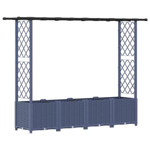 vidaXL Повдигнато легло с решетка и покривка Сиво 203 x 40 x 136 см ПП