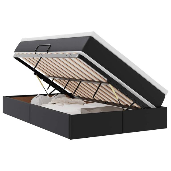vidaXL Легло с място за съхранение и матрак Черно 120 x 200 cm
