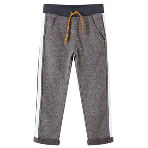 vidaXL Детски спортен панталон, тъмносив меланж, 116
