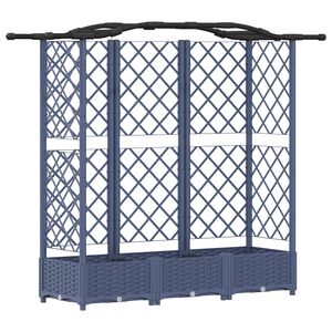 vidaXL Повдигнато легло с решетка и покривка Сив 163 x 40 x 126 см ПП