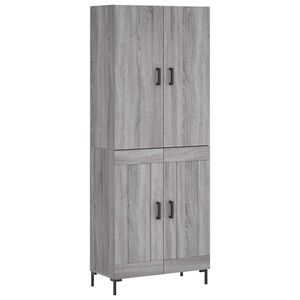 vidaXL Висок шкаф, сив сонома, 69,5x34x180 см, инженерно дърво
