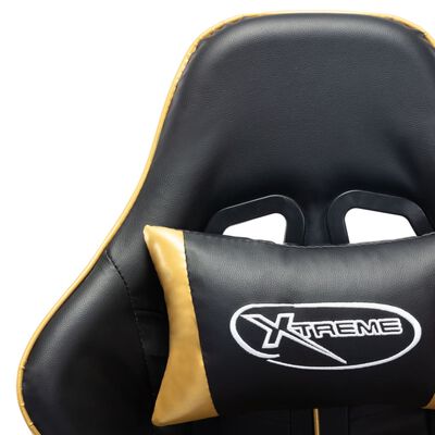 vidaXL Геймърски стол, черно и златисто, изкуствена кожа