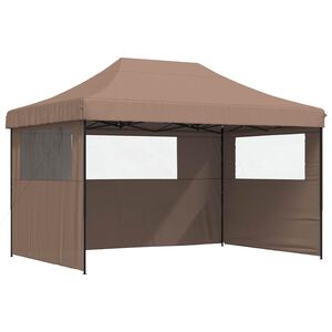 vidaXL Парти шатър 279 x 410 x 315 см Кафяво Оксфордска тъкан