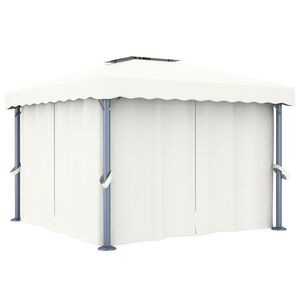vidaXL Шатра със завеси, 3x3 м, кремавобяла, алуминий