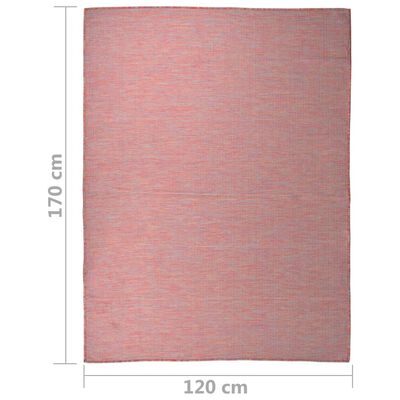vidaXL Градински плоскотъкан килим, 120x170 см, червен
