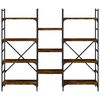 vidaXL Етажерка за книги опушен дъб 160x28,5x136,5 см инженерно дърво