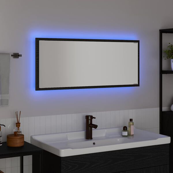 vidaXL Огледало с огледало Черния дъб 90 x 8,5 x 37 см Инженерно дърво