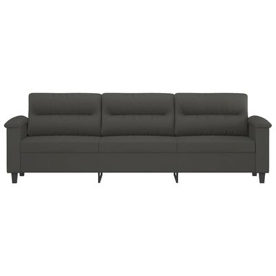 vidaXL 3-местен диван, тъмносив, 210 см, микрофибърен плат