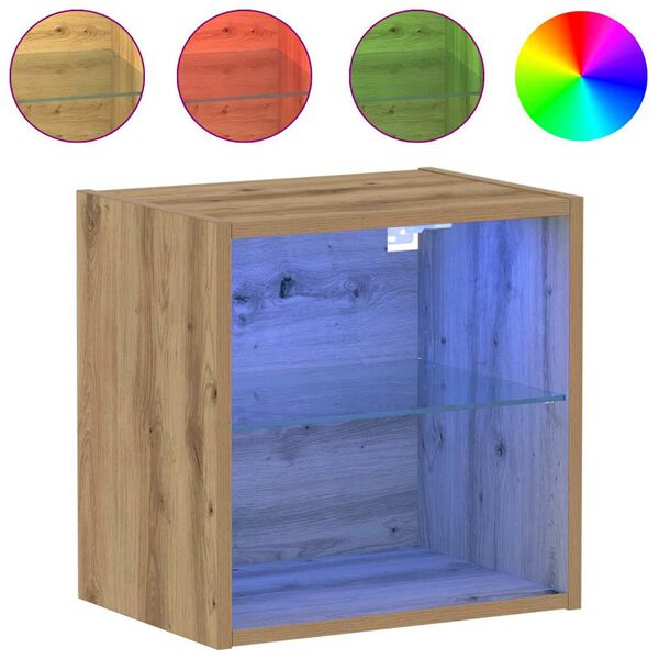 vidaXL Плаващ рафт с LED светлина 2 pcs Кафяво 40 x 28,5 x 40 см