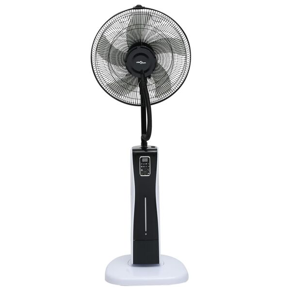 vidaXL Вентилатор с водна мъгла и дистанционно, черно и бяло