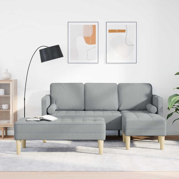 vidaXL Комплект дивани 2 pcs Светлосиво 173 x 131 x 67 см текстил