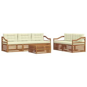 vidaXL Комплект дивани за открито 6 pcs Натурален и Крема