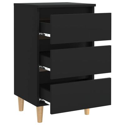 vidaXL Нощни шкафчета, крака от дървен масив, 2 бр, черни, 40x35x69 см