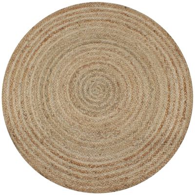vidaXL Плетен килим от юта, 150 см, кръгъл