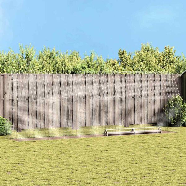 vidaXL Клетка за пилета 2 pcs Сребрист 600 x 100 x 210 см