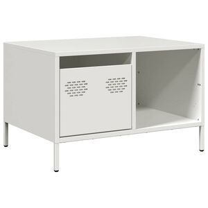 vidaXL Маса за кафе, бяла, 68,5x50x43,5 см, студеновалцувана стомана